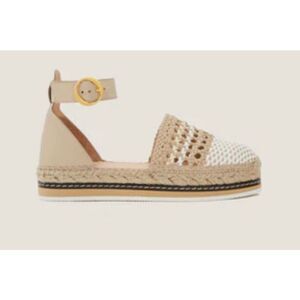 Nearly NEW ODISSI LILY WHITE & NATURAL BRAIDED FLAT ESPADRILLE Sz 5.5/6 $375
